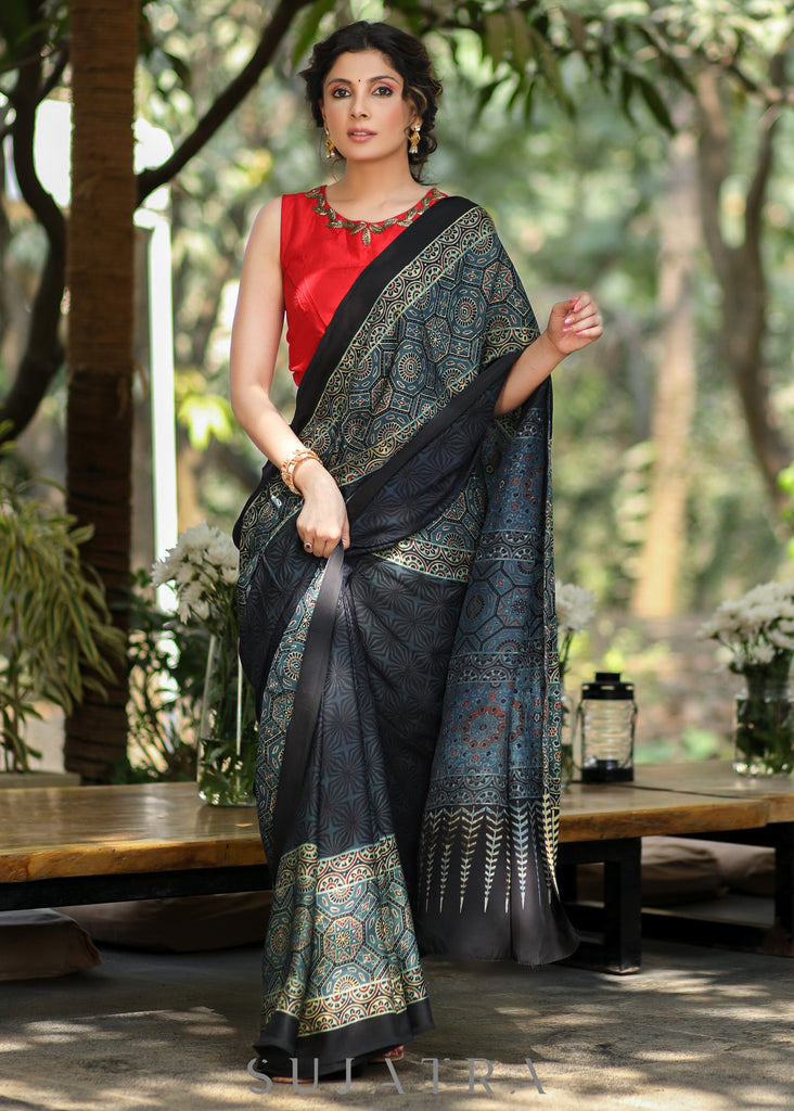Beautiful Blue & Green Combination Modal Silk Saree