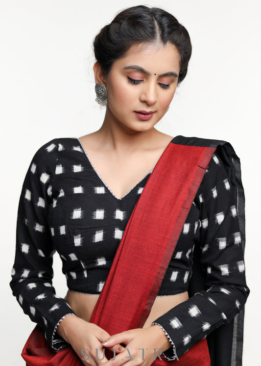 Black Double Ikkat Full Sleeve Blouse