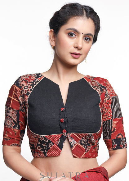 Smart Ajrakh Patch Work Blouse
