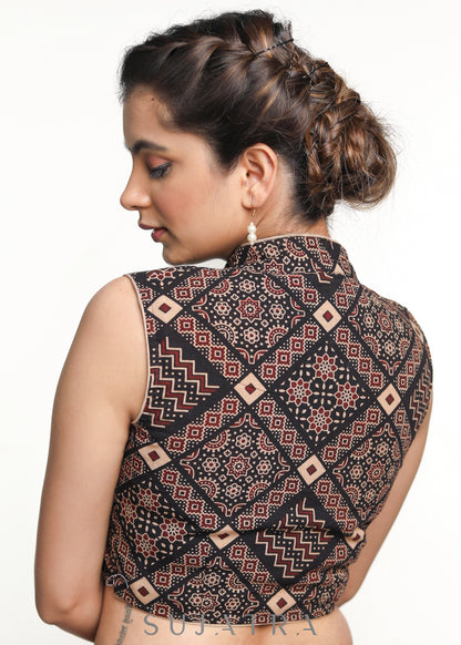 Smart Ajrakh Sleeveless Cotton Blouse