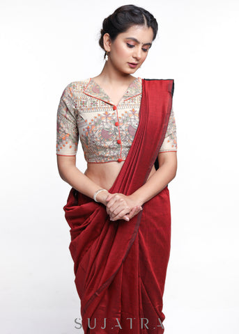 Exclusive Madhubani printed cotton blouse