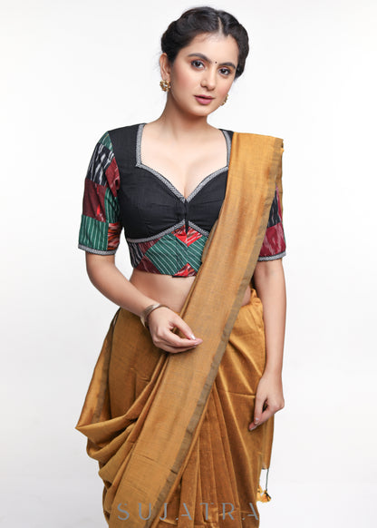 Cotton Ikkat Patch Work Blouse
