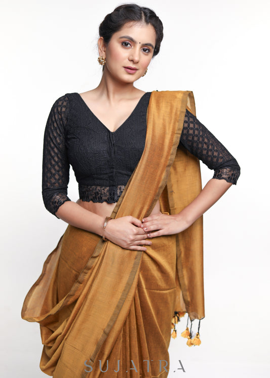 Trendy Black Gerogette Embroidered Blouse - Plain Saree Optional
