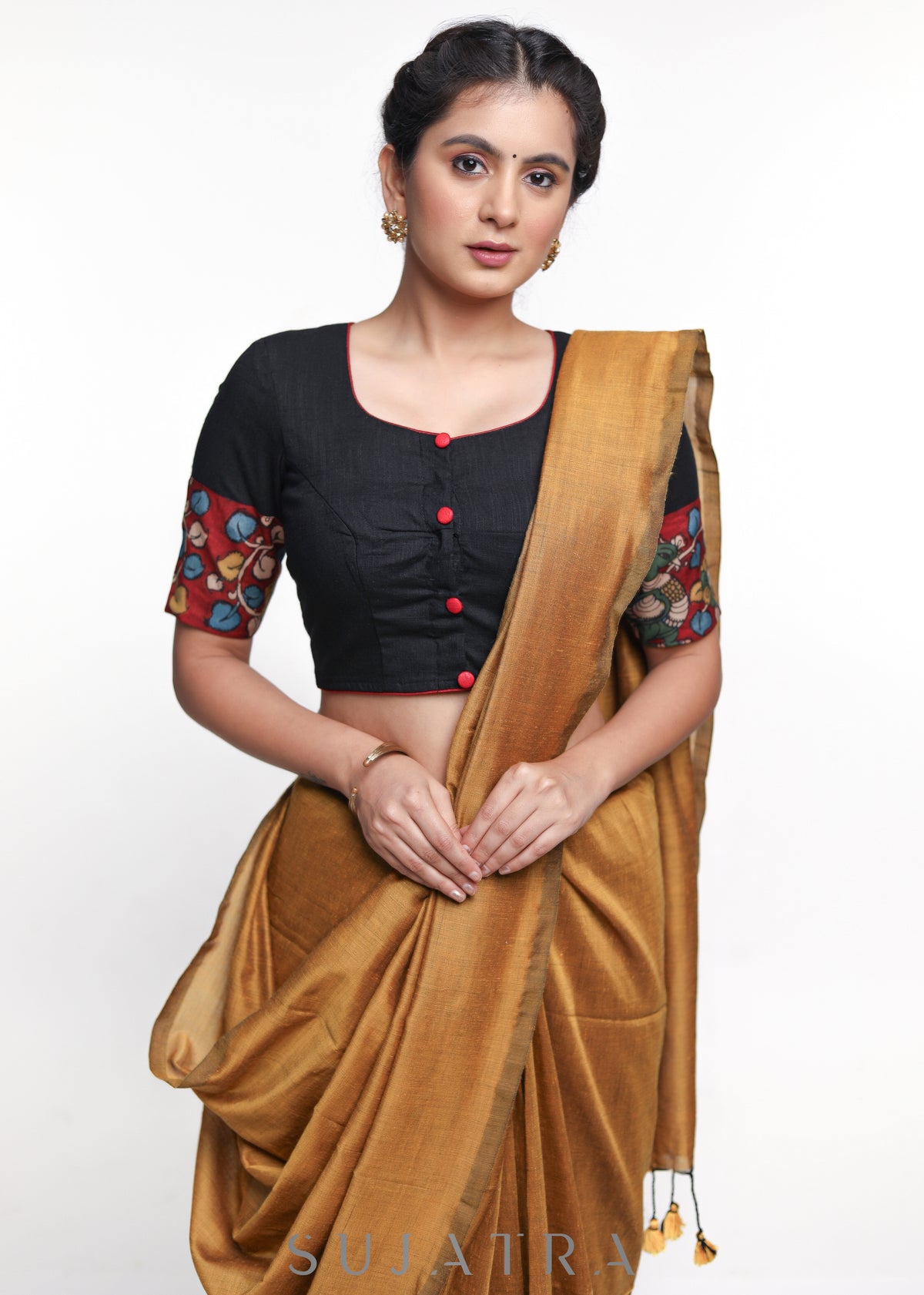Black Cotton Kalamkari Blouse