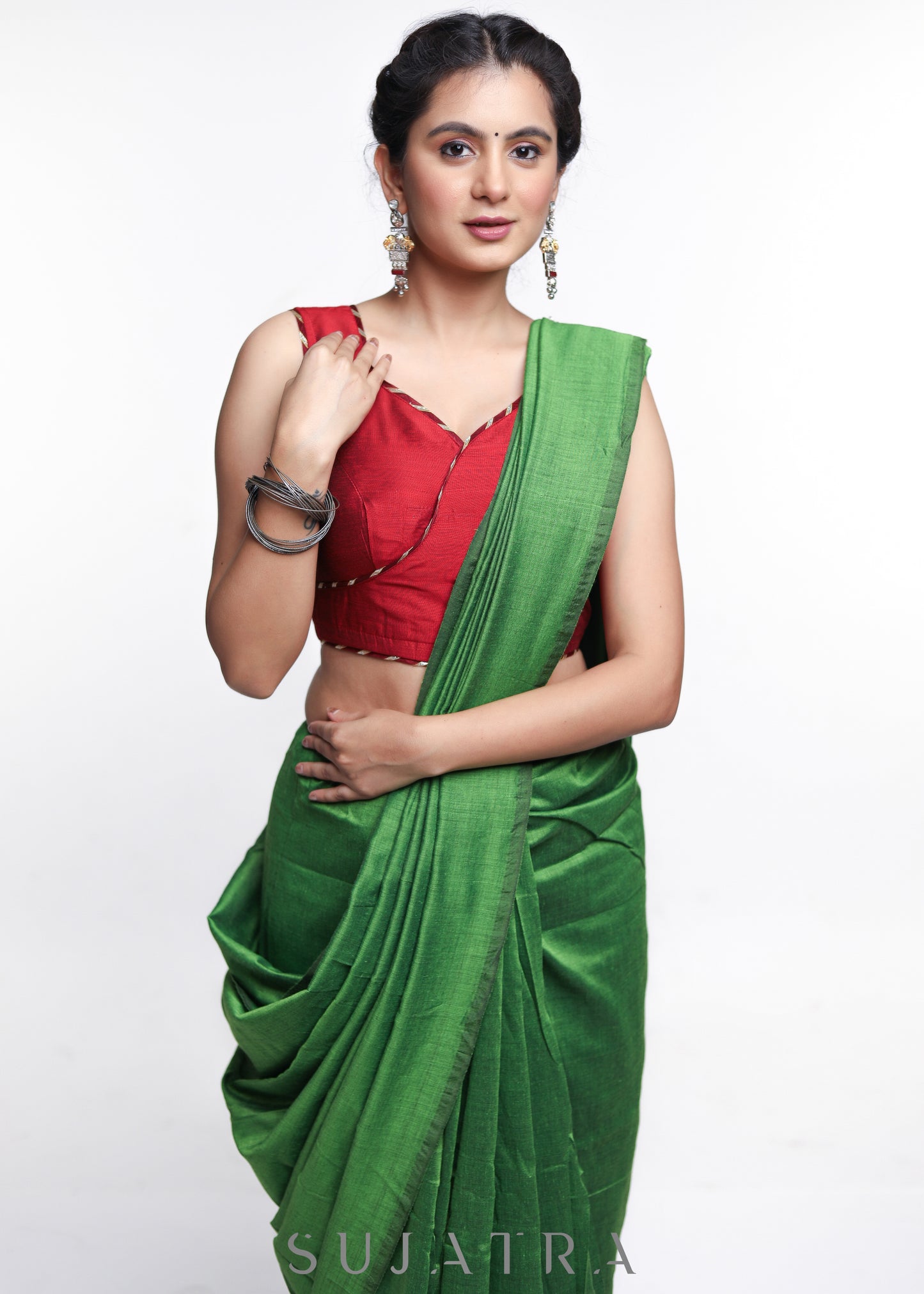 Maroon Cotton Silk Gota Patti Blouse