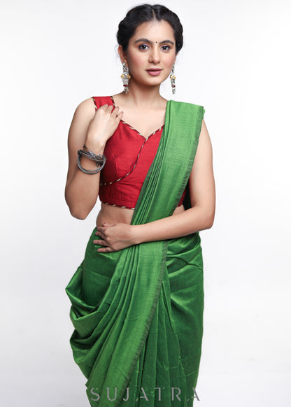 Maroon Cotton Silk Gota Patti Blouse