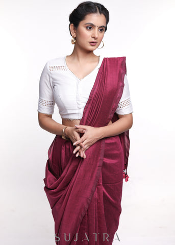 White Cotton Silk Lace Blouse - Plain Saree Optional