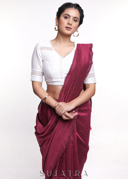 White Cotton Silk Lace Blouse - Plain Saree Optional