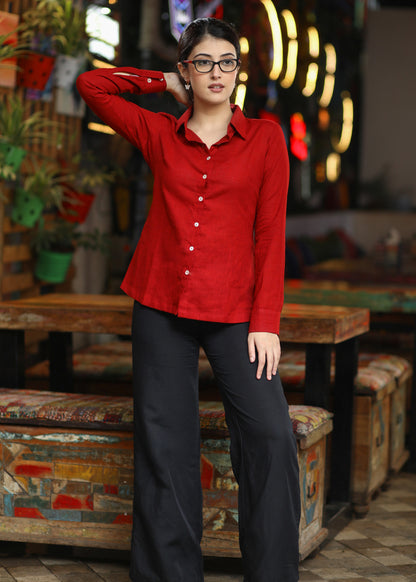 Simple Classy Cotton Maroon Shirt