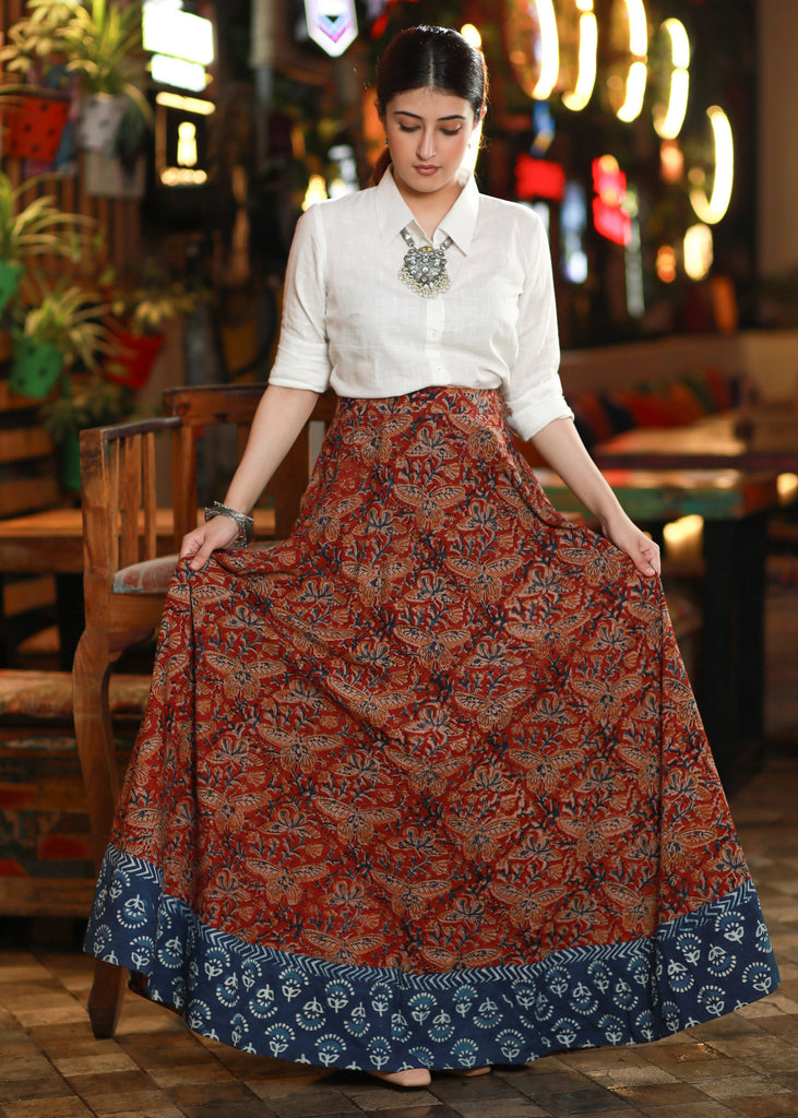 Buy Gujariya Women's Printed Pure Cotton Long Elastic Skirts for Ladies &  Girls (SK-Greyphool-S) at Amazon.in