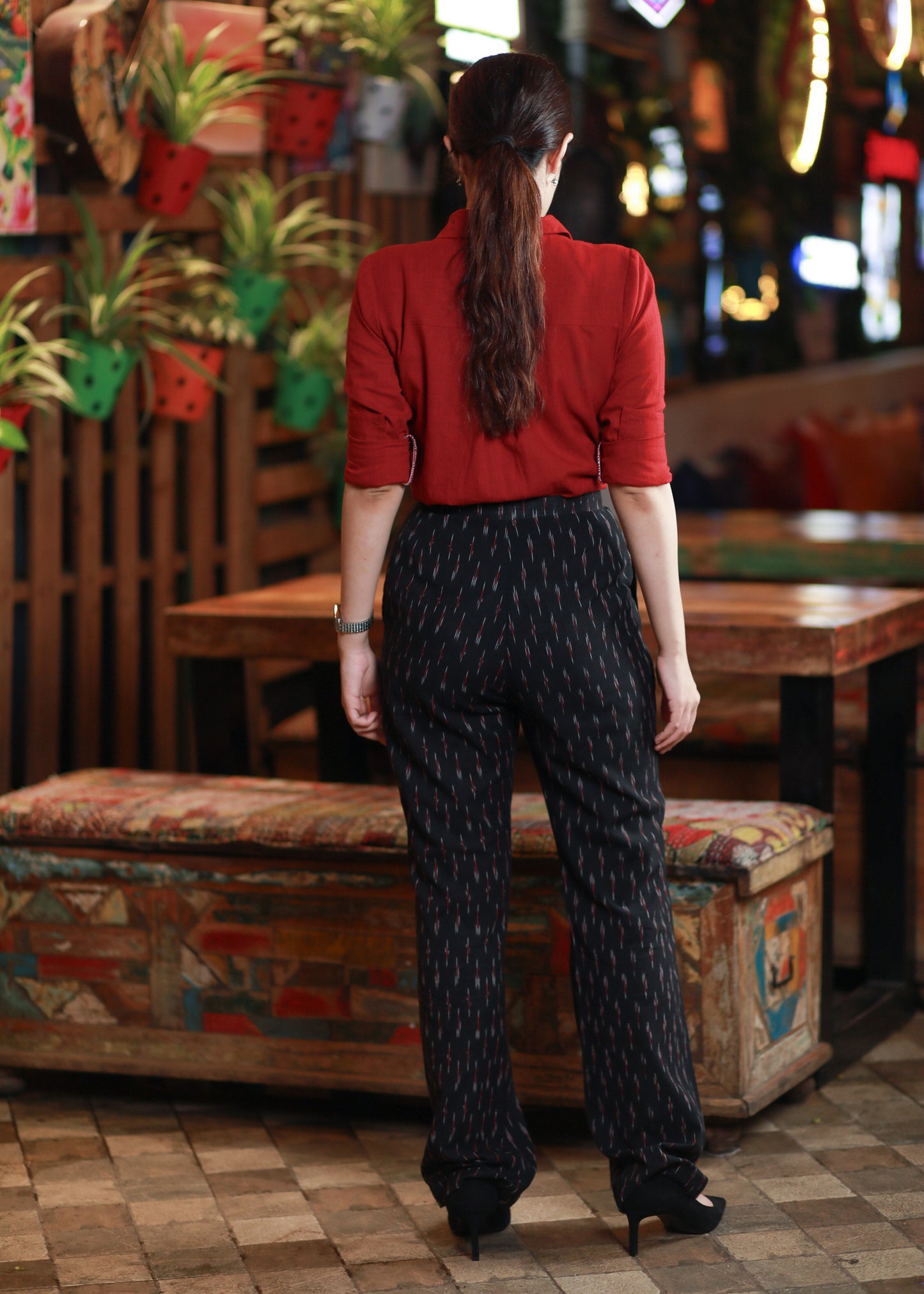 Classy Black Ikat Formal Pant with Optional Maroon Shirt