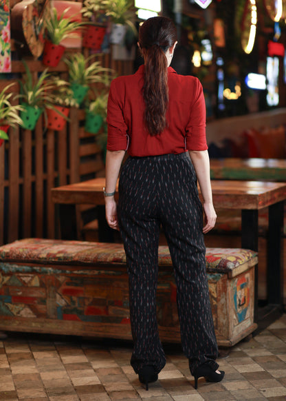 Classy Black Ikat Formal Pant with Optional Maroon Shirt