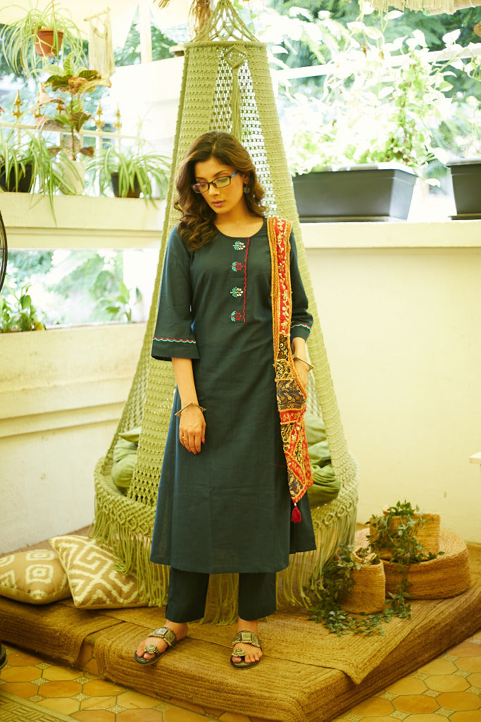 Blue Cotton Pant