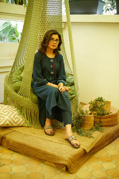Blue Cotton Pant