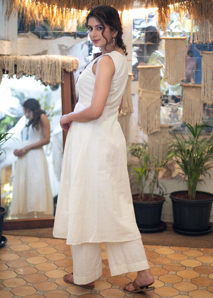 Classy Embroidered Off - White Kurta
