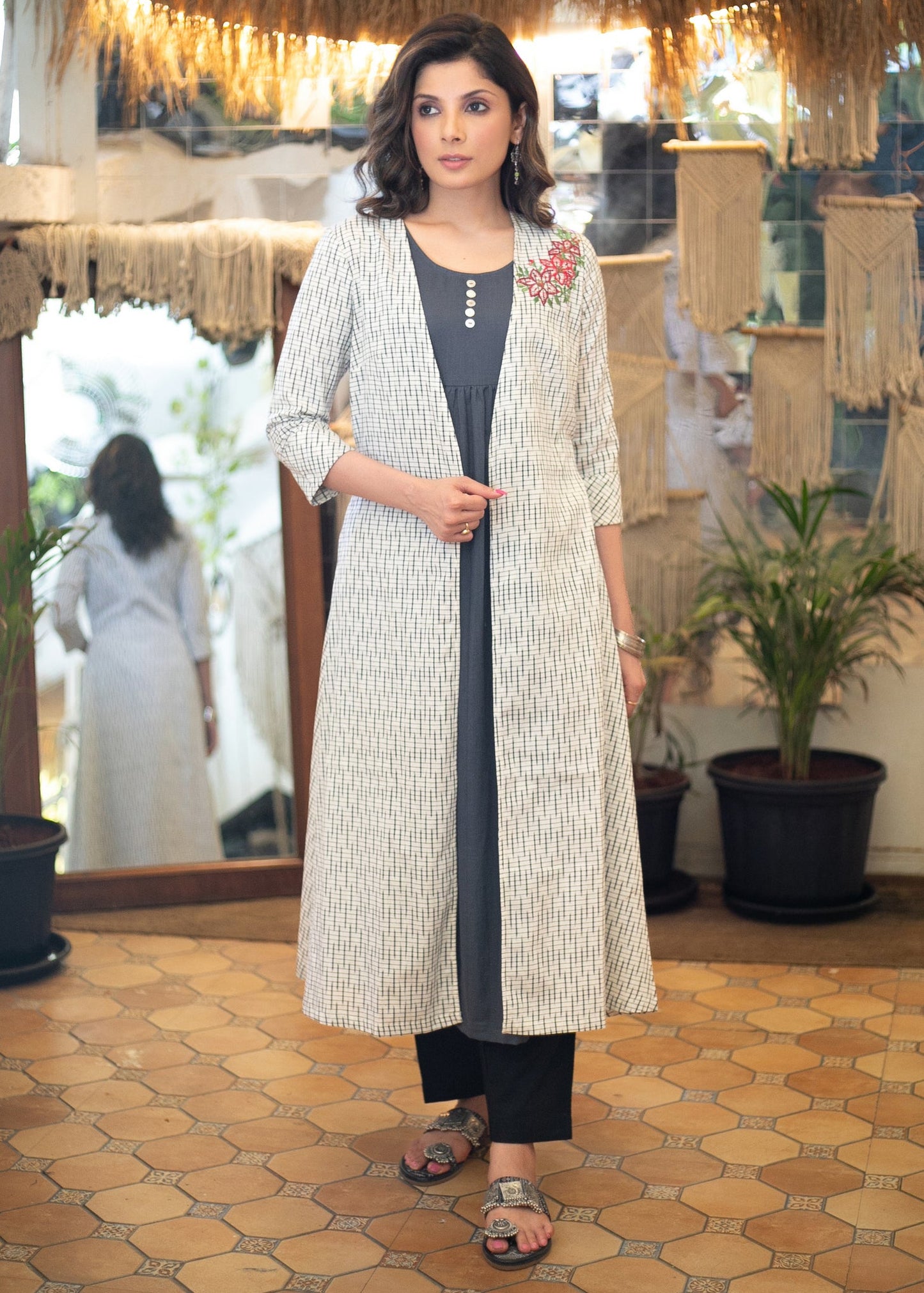 Smart Embroidered Ikat Jacket