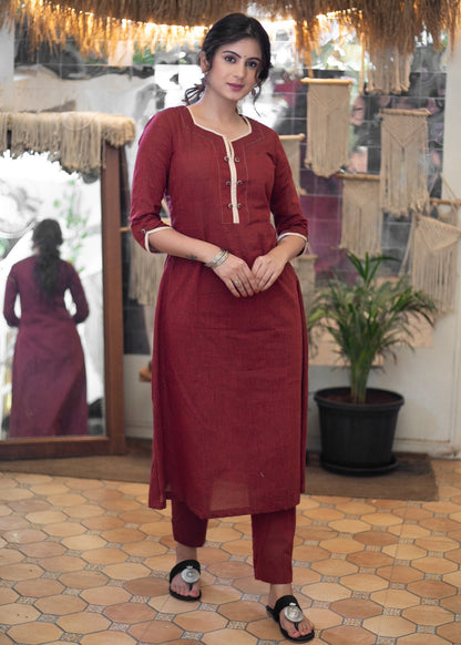 Maroon Cotton Pant