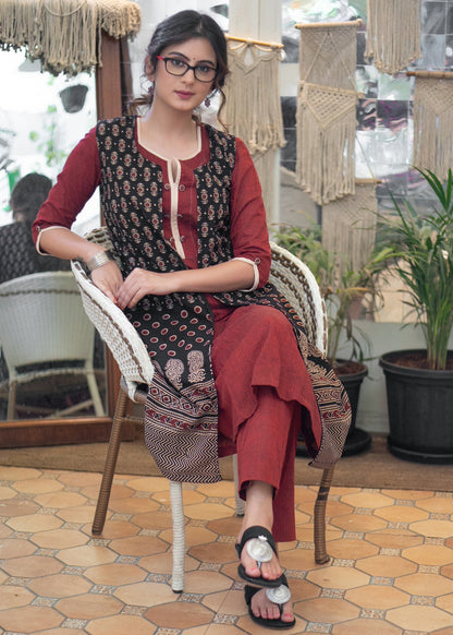 Elegant Cotton Maroon Kurta