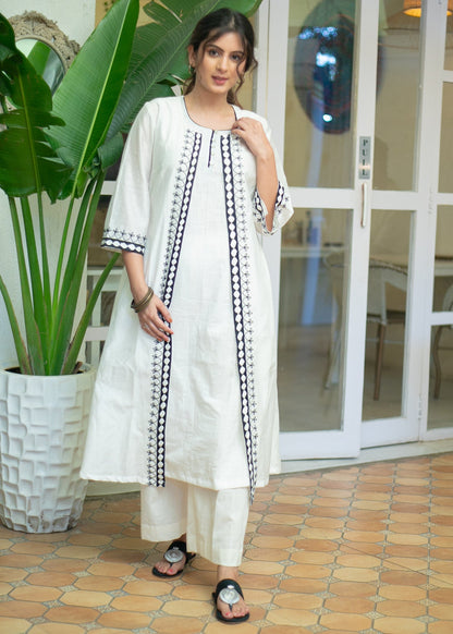 Long Embroidered Chanderi Shrug