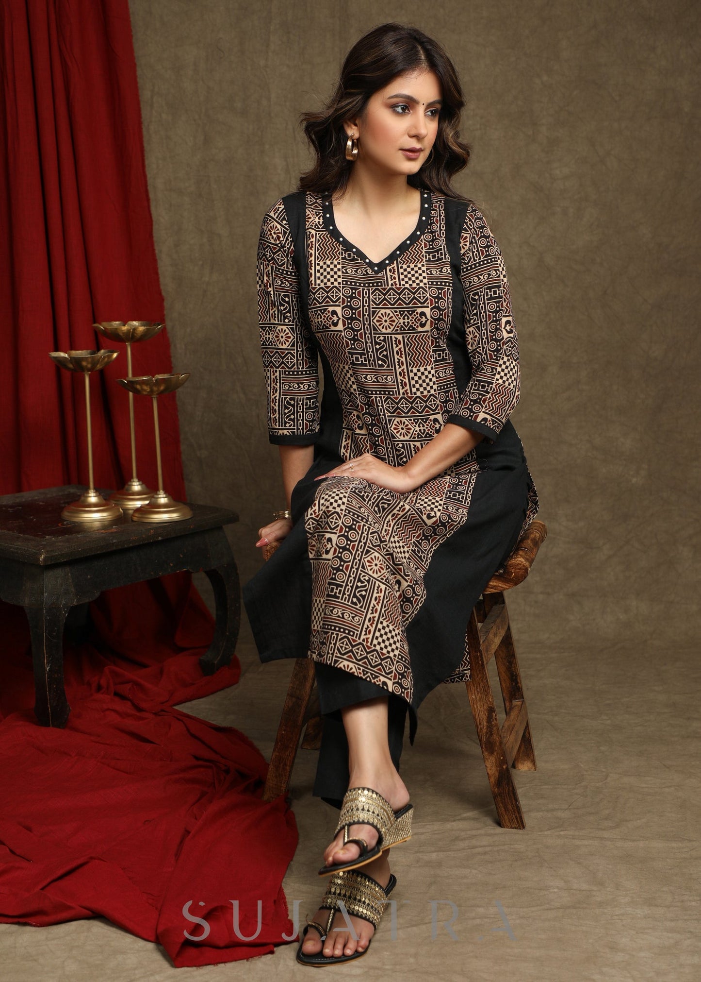 Black Cotton Silk Pant