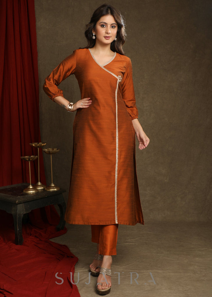 Rust Cotton Silk Pant