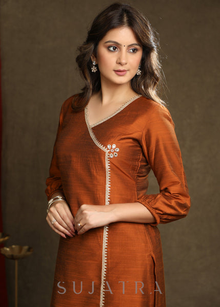 Rust Cotton Silk Pant