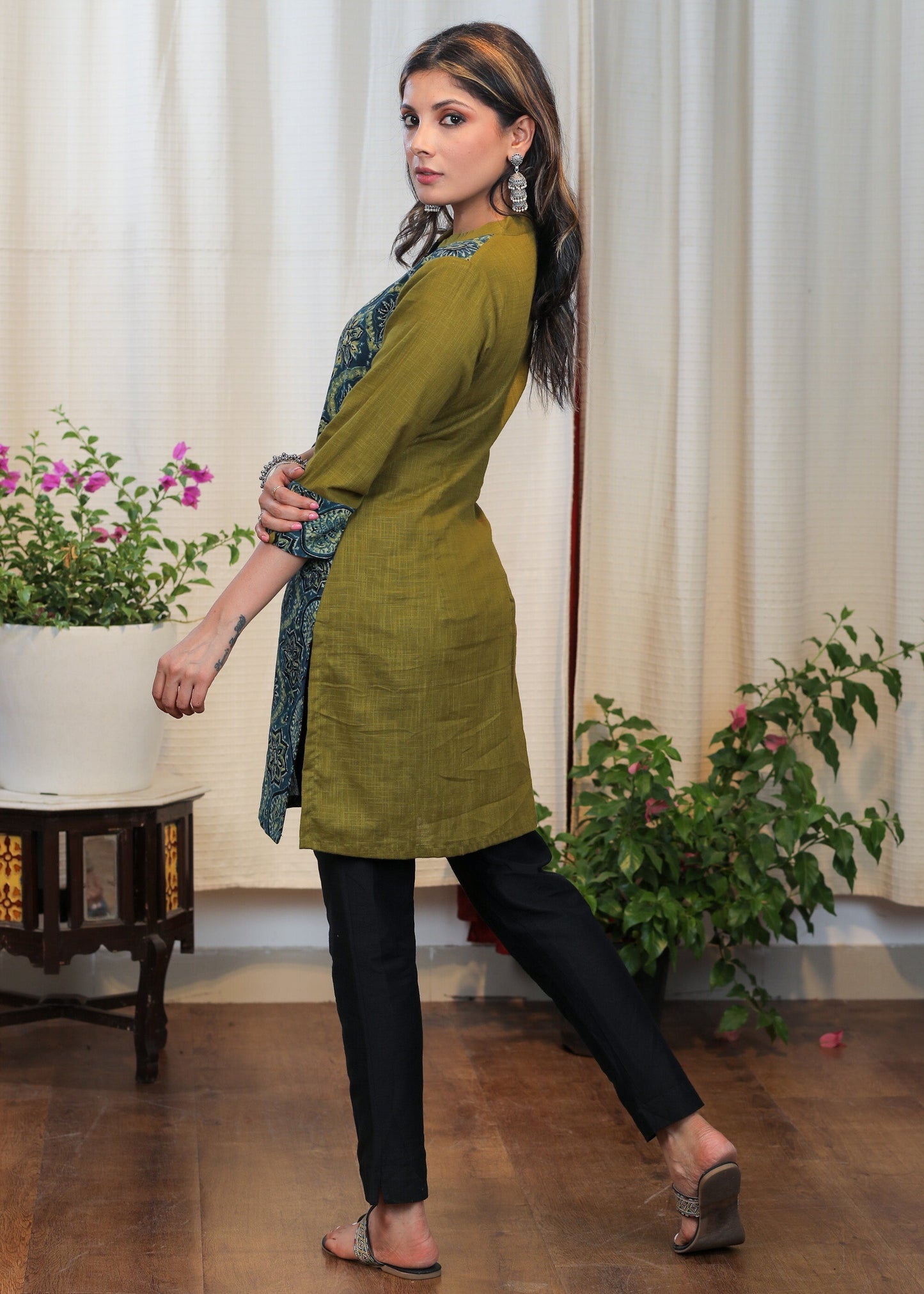 Black Cotton Silk Pant