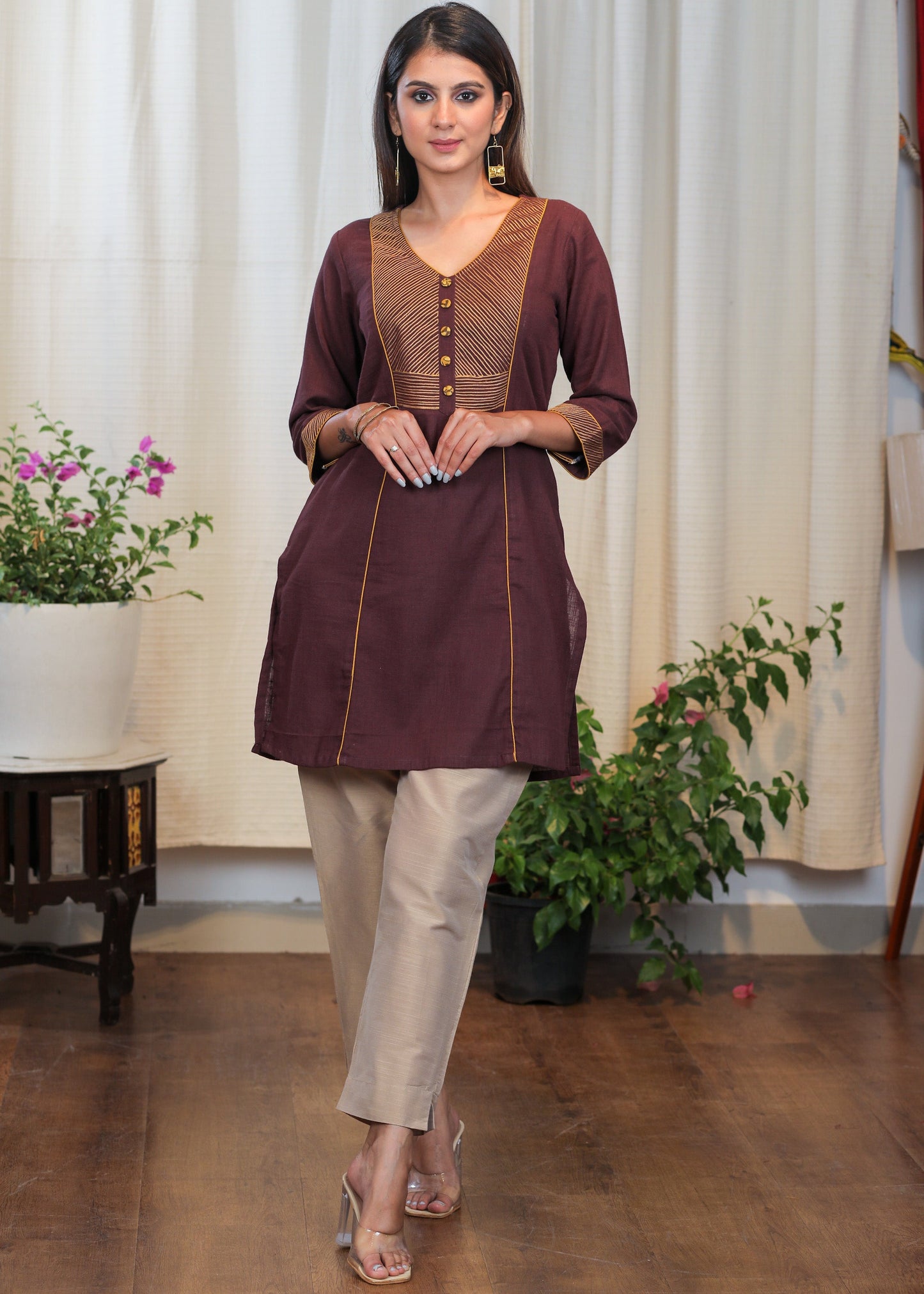 Golden Cotton Silk Pant