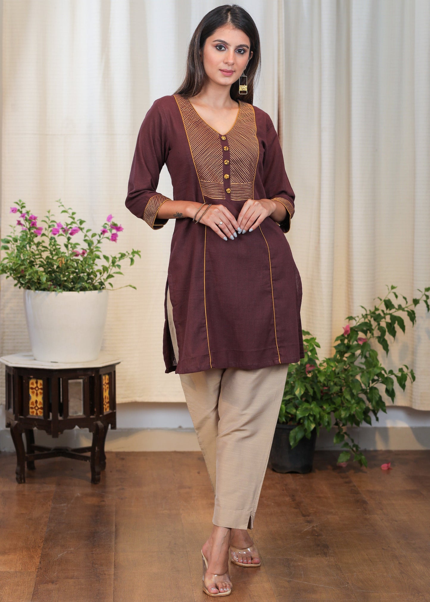 Golden Cotton Silk Pant