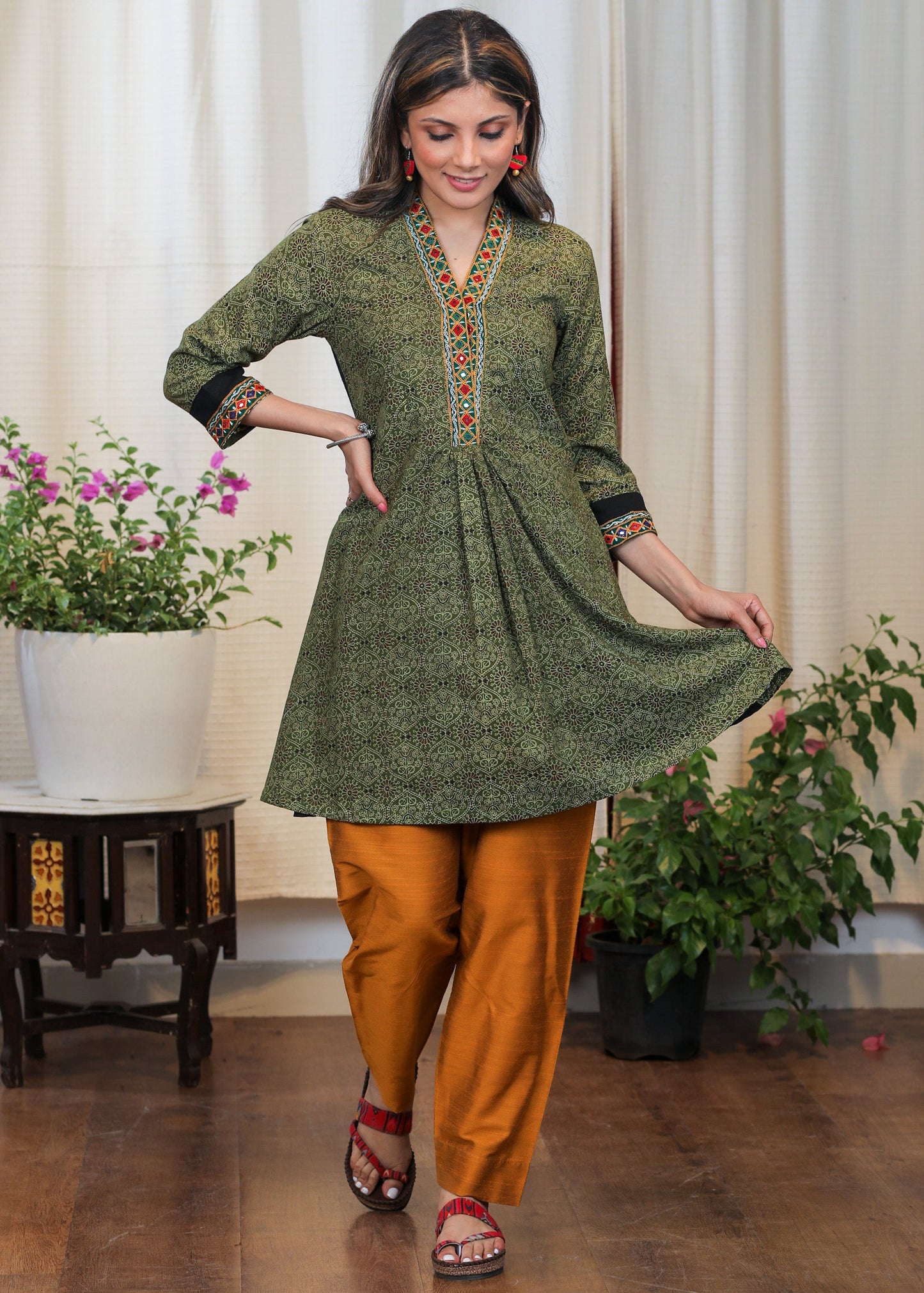 Rust Cotton Silk Pant