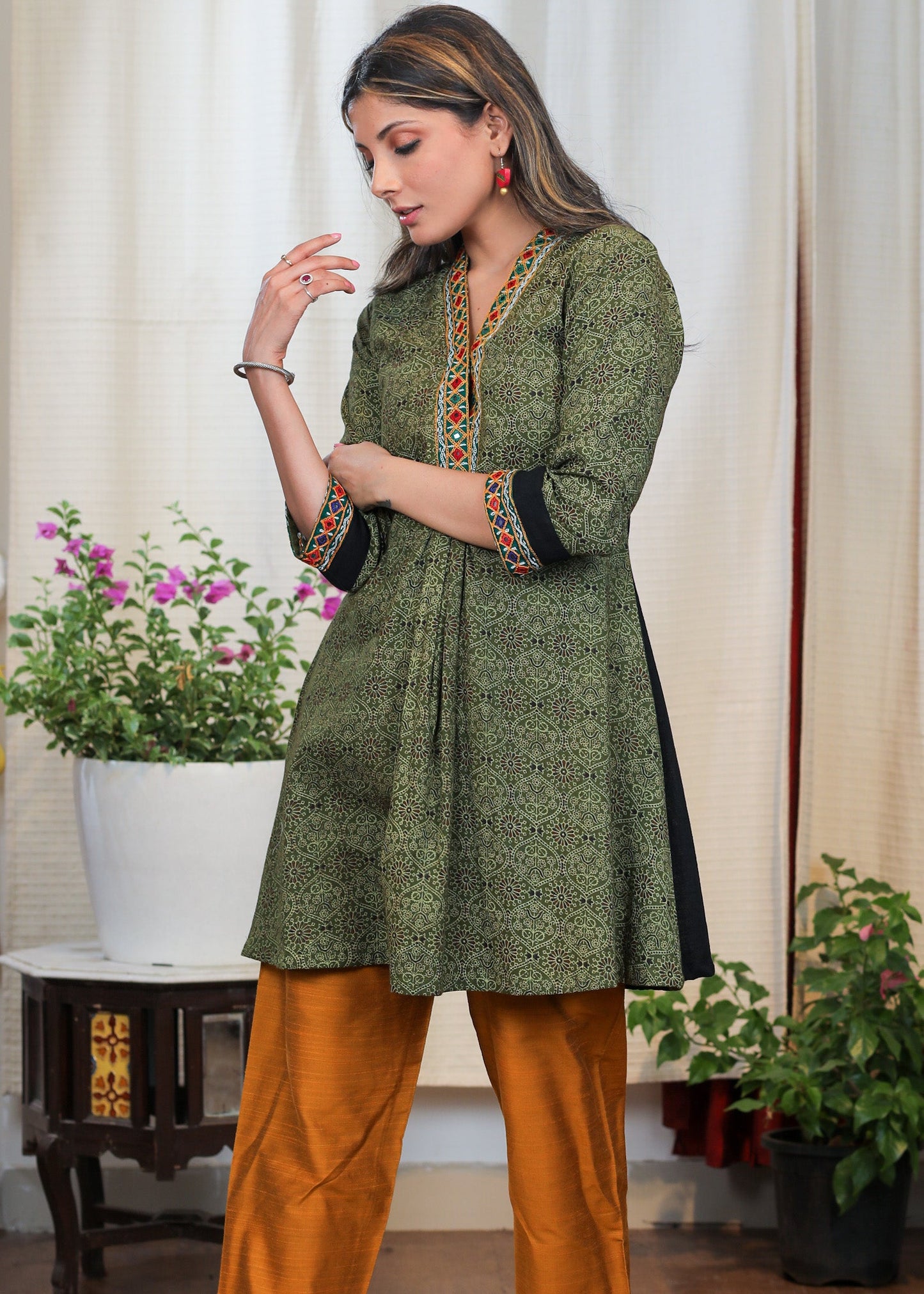Rust Cotton Silk Pant