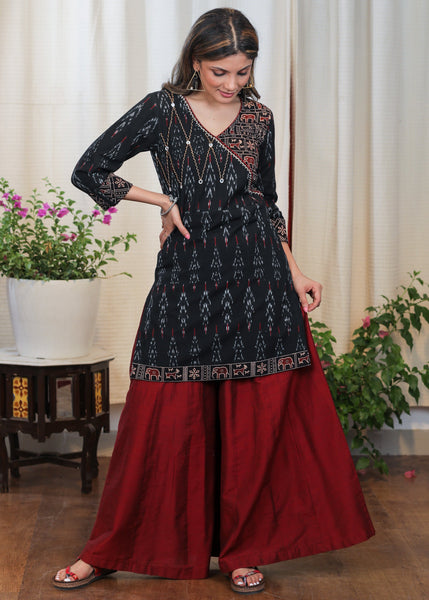Maroon Cotton Silk Pant