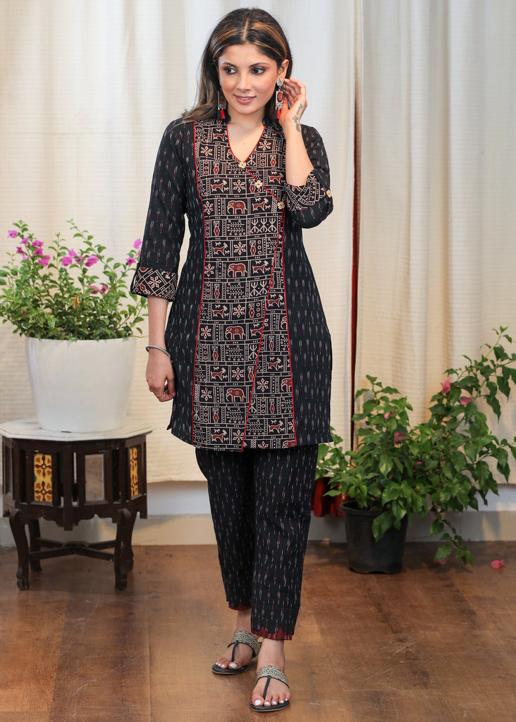 Elegant Cotton Ikat and Ajrakh Combination Tunic