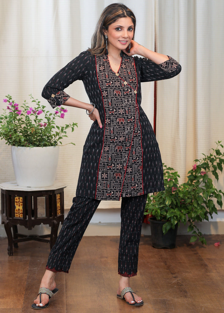 Elegant Cotton Ikat and Ajrakh Combination Tunic