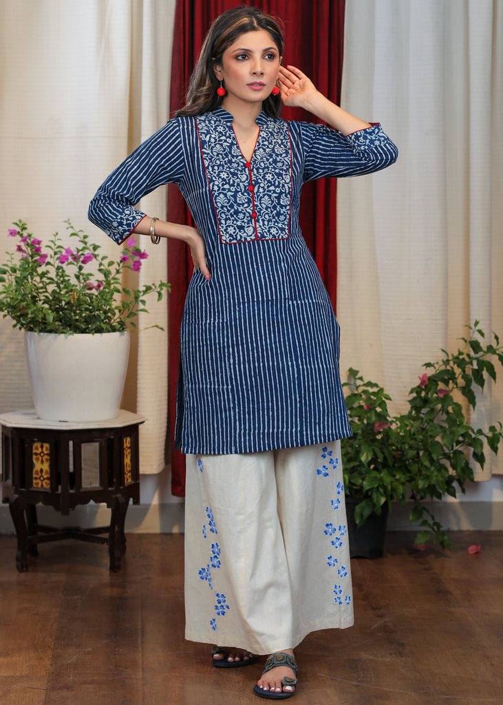 Exclusive Cotton Indigo Combination Tunic