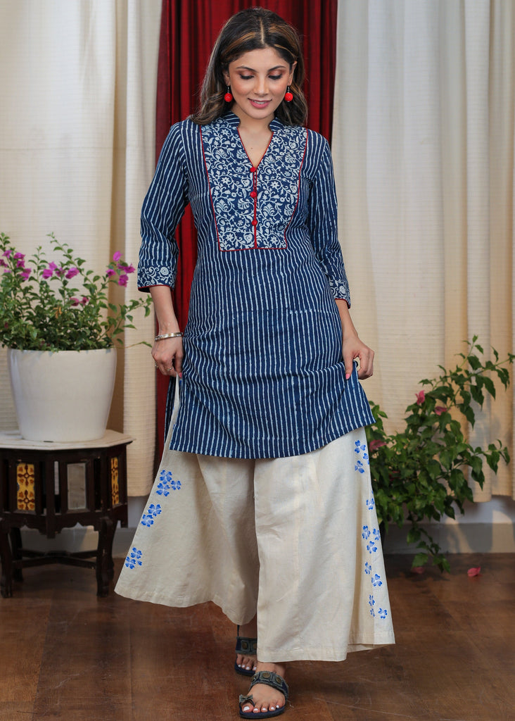 Exclusive Cotton Indigo Combination Tunic