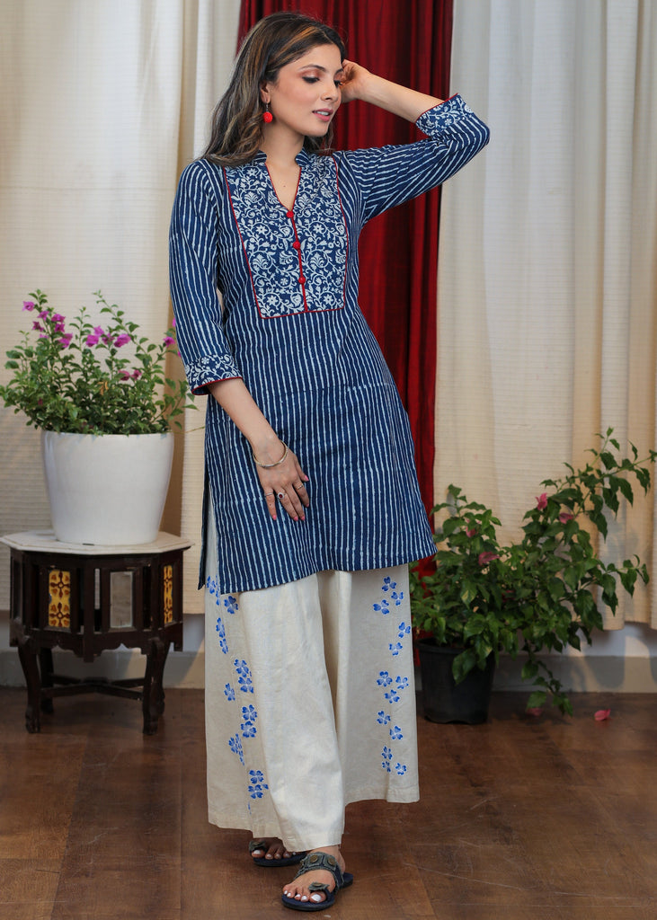 Exclusive Cotton Indigo Combination Tunic