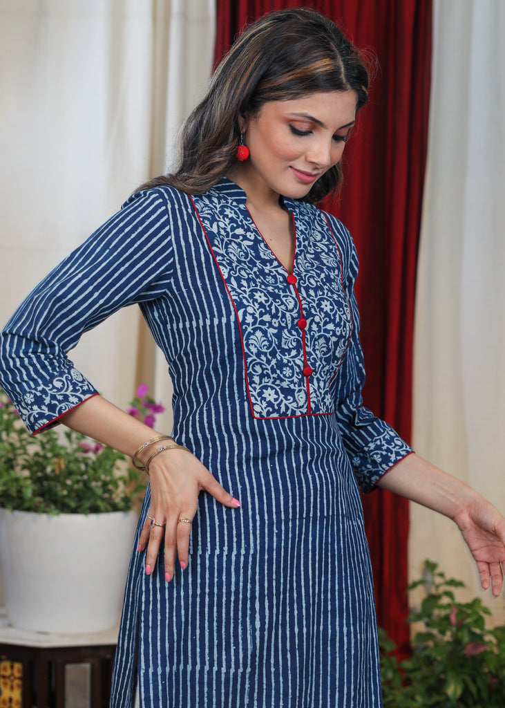 Exclusive Cotton Indigo Combination Tunic