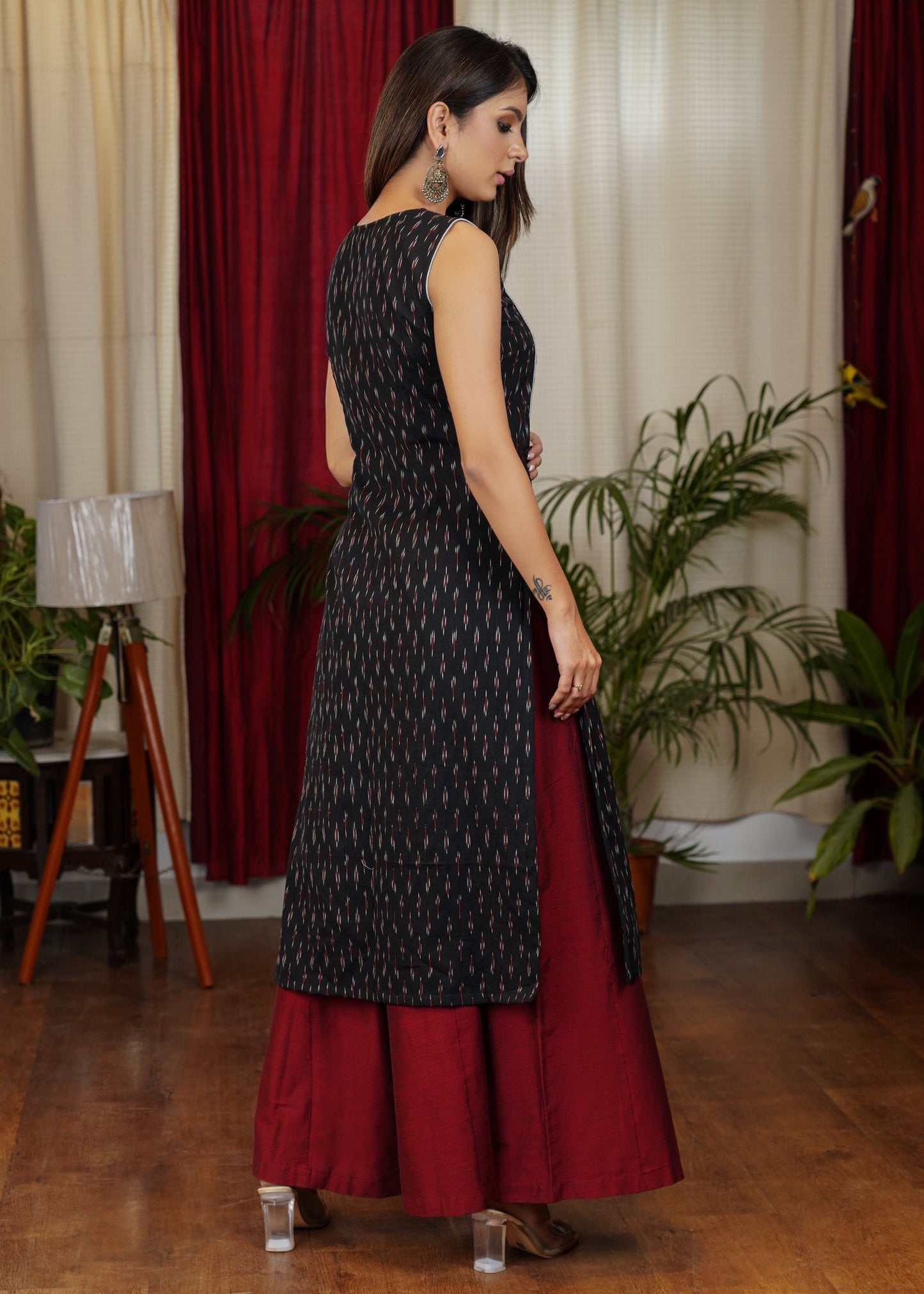 Maroon Cotton Silk Pant