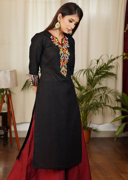 Maroon Cotton Silk Pant