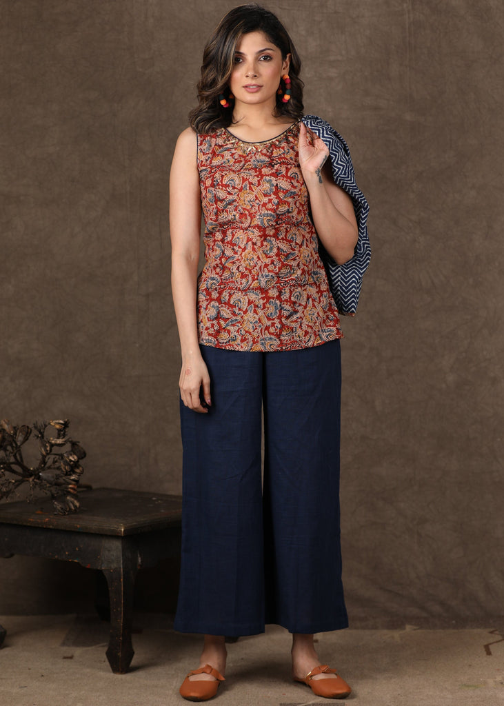 Blue Cotton Pant