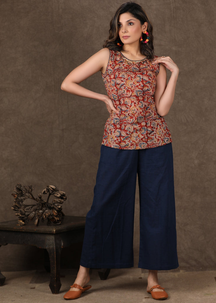 Blue Cotton Pant