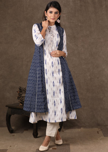Navy Blue Ikat Shrug