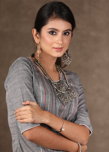 Red Grey Ikat Collared Shrug