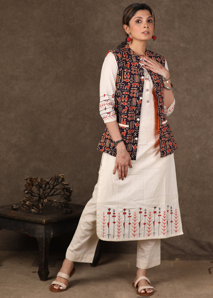 Exclusive Ajrakh printed Nehru Jacket