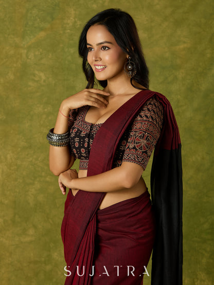 Artfully crafted cotton blouse with rich Ajrakh  accents.