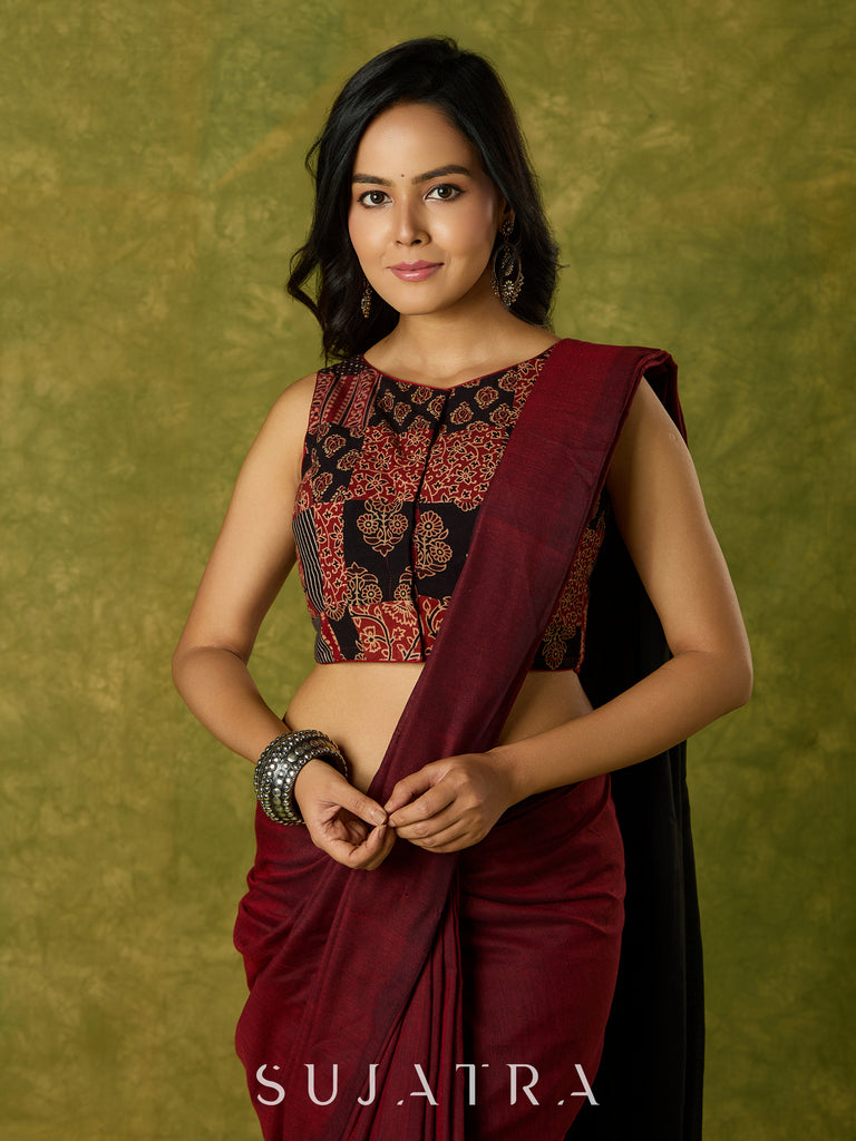 Contemporary sleeveless patchwork blouse