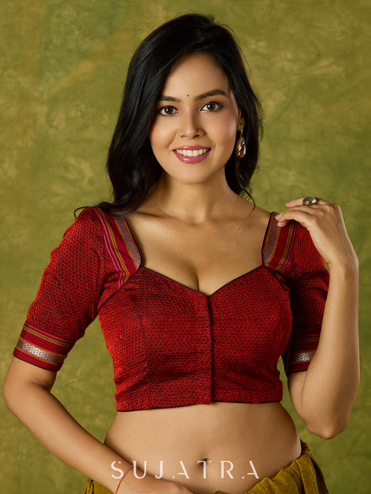 Stylish maroon khun blouse blending heritage with contemporary charm.