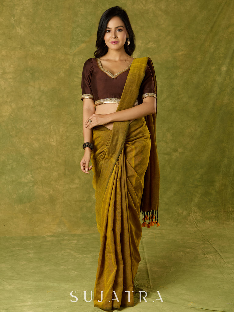 Beautiful coffee brown cotton silk festive blouse