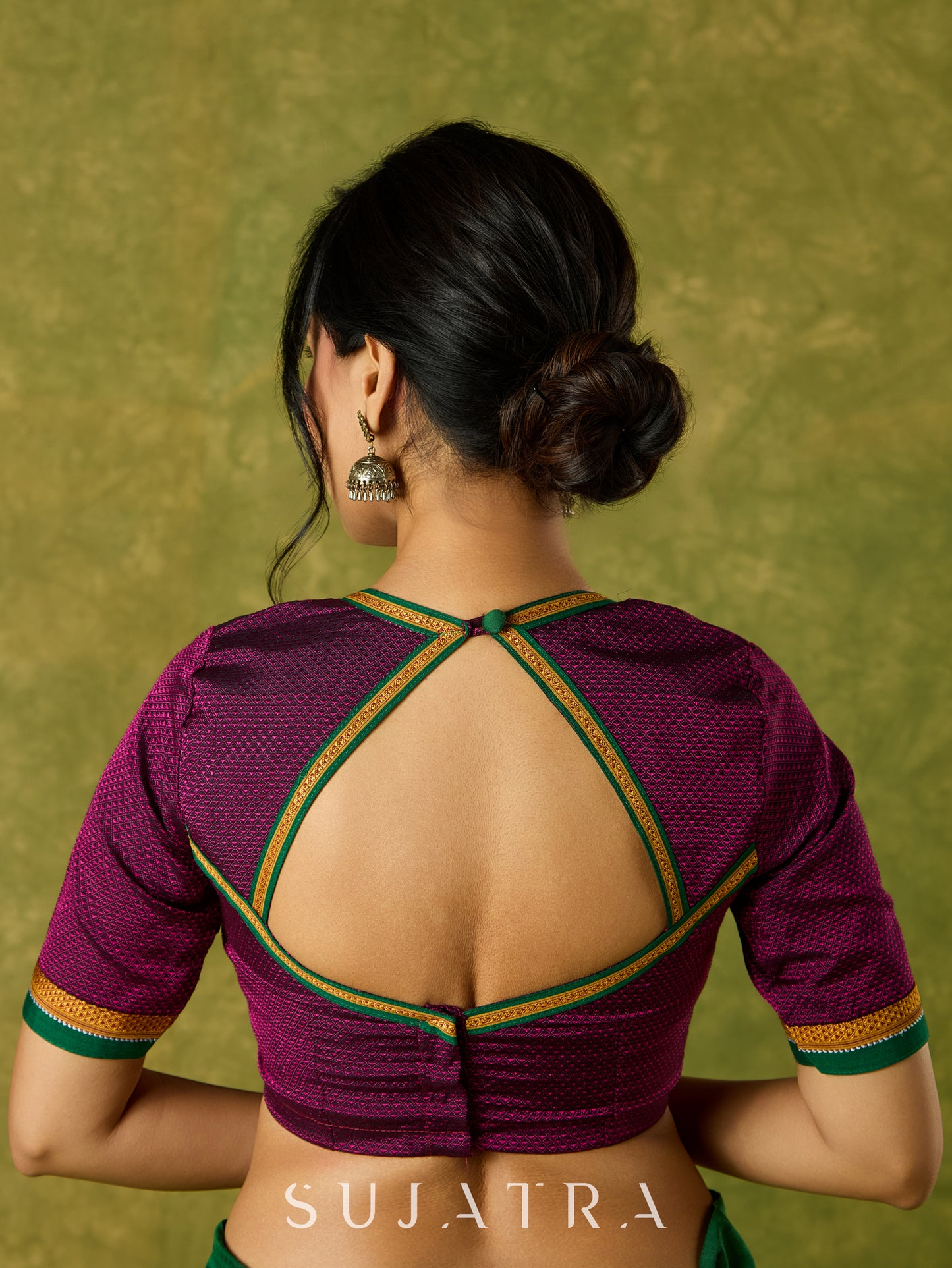 Stylish purple khun blouse blending rich culture with modern flair.